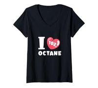 Femme I Love 102 Octane Fuel Derby Car Parts Lover Mécanique Tuner T-Shirt avec Col en V