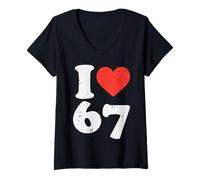 Femme I Love 67 Funny 6 7 Costume Meme Six Seven Kids Young Boys T-Shirt avec Col en V