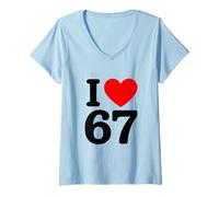 Femme I Love 67 T-Shirt avec Col en V