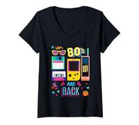 Femme I Love 80's, Cool Vintage Retro 80's are Back Graphic Design T-Shirt avec Col en V