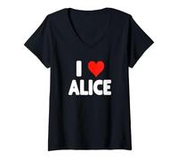 Femme I Love Alice Cœur T-Shirt avec Col en V