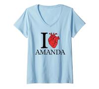Femme I Love Amanda Cœur anatomiquement Correct T-Shirt avec Col en V