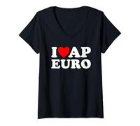 Femme I Love AP Euro I Heart AP Euro Funny AP Histoire européenne T-Shirt avec Col en V