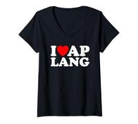 Femme I Love AP Lang I Heart AP Lang Funny AP Langue anglaise T-Shirt avec Col en V