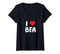 Femme I Love Bea Cœur T-Shirt avec Col en V