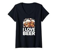Femme I Love Beer Barls Mousse débordante T-Shirt avec Col en V