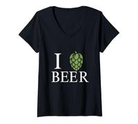 Femme I Love Beer IPA Brasseur de bière Artisanale Hop Lover Zythophile T-Shirt avec Col en V