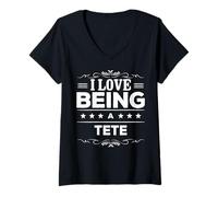 Femme I Love Being A Tete, cadeau pour Tete T-Shirt avec Col en V