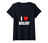 Femme I Love Biology - Cœur - Biologiste, Science, Scientifique, Plantes T-Shirt avec Col en V