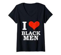 Femme I Love Black Men Black is Beautiful Black Pride Mélanine Cadeau T-Shirt avec Col en V