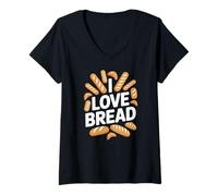 Femme I Love Bread Enthusiast Humour Fun T-Shirt avec Col en V