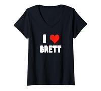 Femme I Love Brett - Cœur T-Shirt avec Col en V