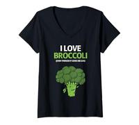 Femme I Love Brocoli Légumes Amusants T-Shirt avec Col en V