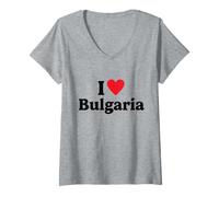 Femme I Love Bulgaria T-Shirt avec Col en V