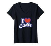 Femme I Love Cadix T-Shirt avec Col en V