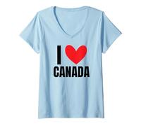 Femme I Love Canada Canadian French Ottawa Amérique du Nord Toronto T-Shirt avec Col en V