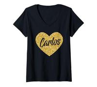 Femme I Love Carlos Cœur Mignon Carlos pour Hommes, Femmes, garçons ou Filles T-Shirt avec Col en V