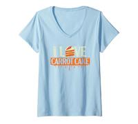 Femme I Love Carrot Cake Amusant Pâtisserie Dessert Baker Patisserie Chef T-Shirt avec Col en V