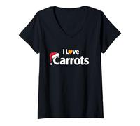 Femme I Love Carrots - Fête de Noël végétarienne T-Shirt avec Col en V