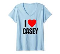 Femme I Love Casey Nom personnalisé pour Homme BFF Heart Friend Boys T-Shirt avec Col en V