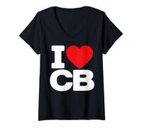 Femme I Love CB Initials First Last Name Personalised Red Heart T-Shirt avec Col en V