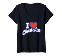 Femme I Love Charleston West Virginia T-Shirt avec Col en V