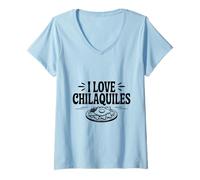 Femme I Love Chilaquiles Amateur de Petit-déjeuner T-Shirt avec Col en V