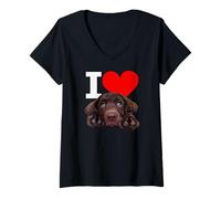 Femme I Love Chocolate Lab Chien Labrador retriever Marron T-Shirt avec Col en V