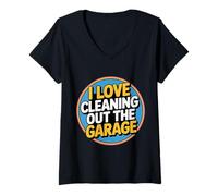 Femme I Love Cleaning Out The Garage Mechanic Hobby - T-Shirt avec Col en V