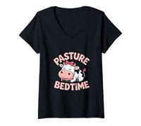 Femme I Love Cows Pasture l'heure du Coucher T-Shirt avec Col en V