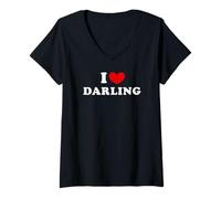 Femme I Love Darling, J'Aime Darling T-Shirt avec Col en V