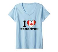 Femme I Love Edmonton Drapeau Canada Cœur T-Shirt avec Col en V