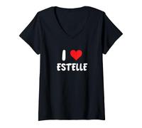Femme I Love Estelle - Cœur T-Shirt avec Col en V