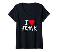 Femme I Love Frank Son Dad Husband Boyfriend Grandson Cœur Rouge T-Shirt avec Col en V