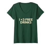 Femme I Love Free Drinks 2000s Y2k Aesthetic Iconic Slogan Funny T-Shirt avec Col en V