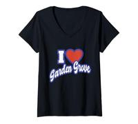 Femme I Love Garden Grove Californie T-Shirt avec Col en V
