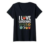 Femme I Love Gardening Passion Planter des fleurs T-Shirt avec Col en V