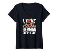 Femme « I Love German Shepherds Passionate Statement » T-Shirt avec Col en V
