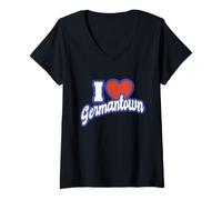 Femme I Love Germantown Maine T-Shirt avec Col en V