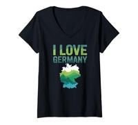 Femme I Love Germany Carte panoramique de la Nature T-Shirt avec Col en V