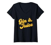 Femme I Love Gin and Tonic, Gin Gifts Gin Lover, Gin and Juice T-Shirt avec Col en V