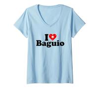 Femme I Love Heart Baguio Îles Philippines T-Shirt avec Col en V
