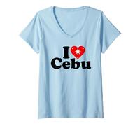Femme I Love Heart CEBU ÎLES Philippines T-Shirt avec Col en V