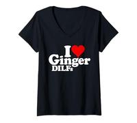Femme I Love Heart Ginger Dolf Cheveux Rouges T-Shirt avec Col en V