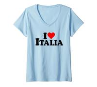 Femme I Love Heart Italia Italie Italian Culture Italienne T-Shirt avec Col en V
