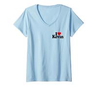 Femme I Love Heart Kevin NOM sur Un T-Shirt T-Shirt avec Col en V