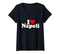 Femme I LOVE HEART NAPOLI NAPLES ITALIE T-Shirt avec Col en V