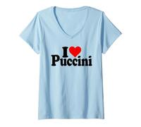 Femme I LOVE HEART PUCCINI GIACOMO OPÉRA T-Shirt avec Col en V