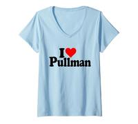 Femme I Love Heart Pullman Washington Trois fourchettes T-Shirt avec Col en V