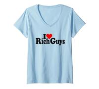 Femme I Love Heart Rich Guys Homme Sucre Dads T-Shirt avec Col en V